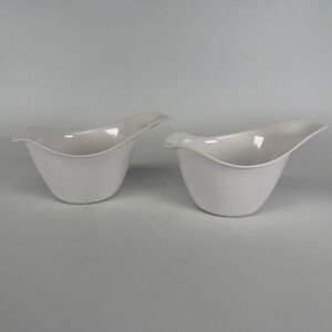 2X Vintage HUTZLER‎ SAUCY SERVER 1987 White Melamine CURVY BOWL Gravy Boat 503